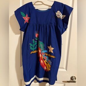 Embroidered Blue MUMU with Colorful embroidered peacock and flowers 🌺